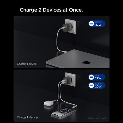 Wall Charger Spigen EE472EU Essential, 47W, 3A, 2 x USB-C, Grey ACH10450 _2