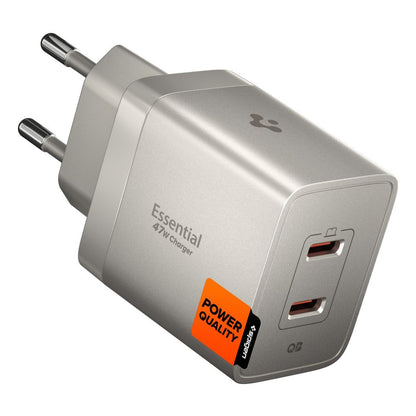 Wall Charger Spigen EE472EU Essential, 47W, 3A, 2 x USB-C, Natural Titanium ACH10451 _0