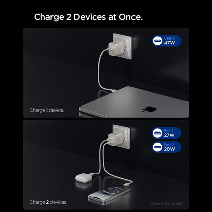 Wall Charger Spigen EE472EU Essential, 47W, 3A, 2 x USB-C, Natural Titanium ACH10451 _2