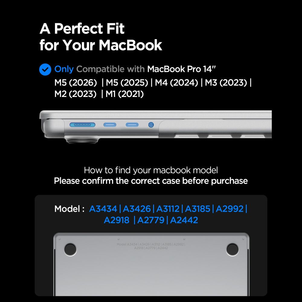 Case Spigen Airskin for Apple MacBook Pro 14inch (2026) / (2025) / (2023) / (2022) / (2021), Frost Clear ACS11528 _11