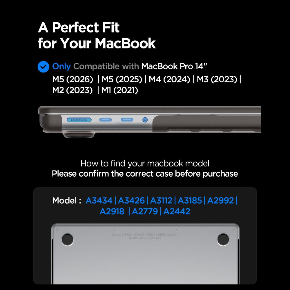 Spigen AirSkin Case for MacBook Pro 14" 2021 / 2023 / 2024 / 2025 / 2026 - Semi-Transparent_5