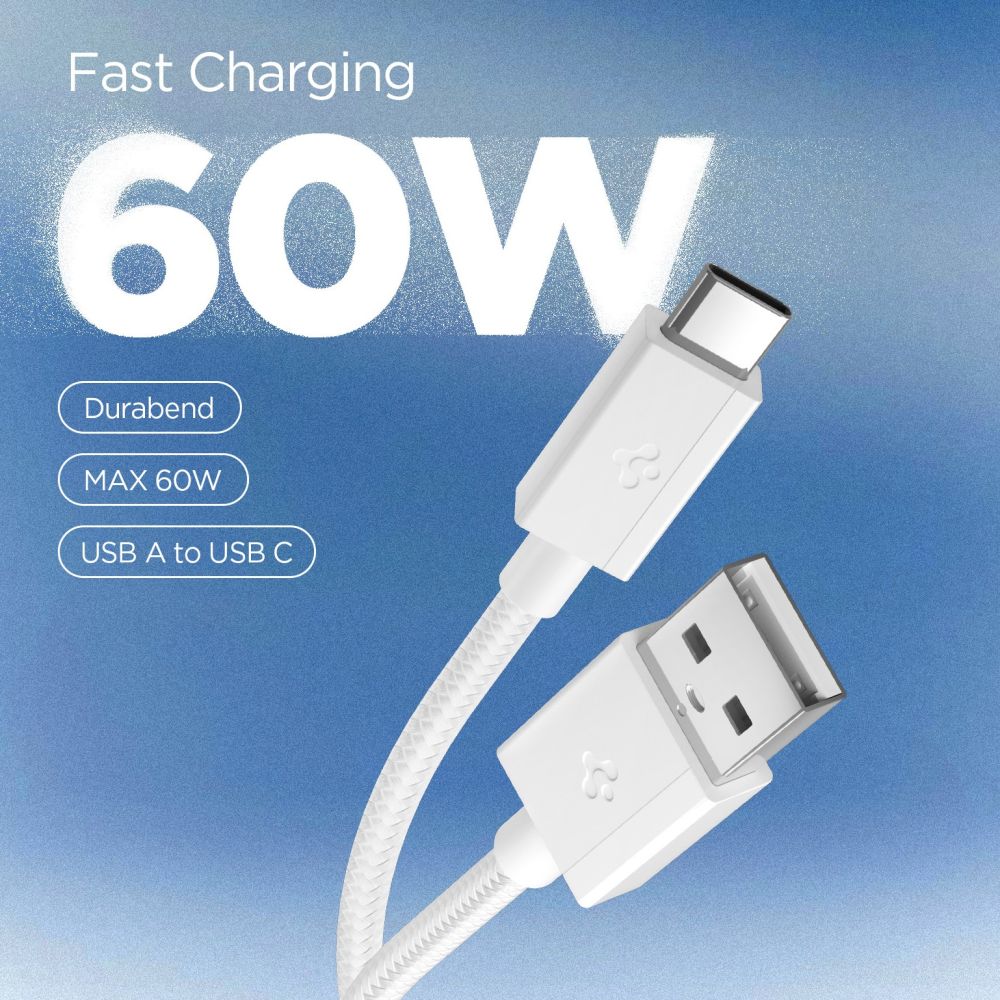 USB-A to USB-C Cable Spigen EB6015AC, 60W, 3A, 1.5m, White ACA10413 _2
