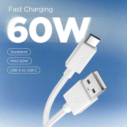 USB-A to USB-C Cable Spigen EB6015AC, 60W, 3A, 1.5m, White ACA10413 _2
