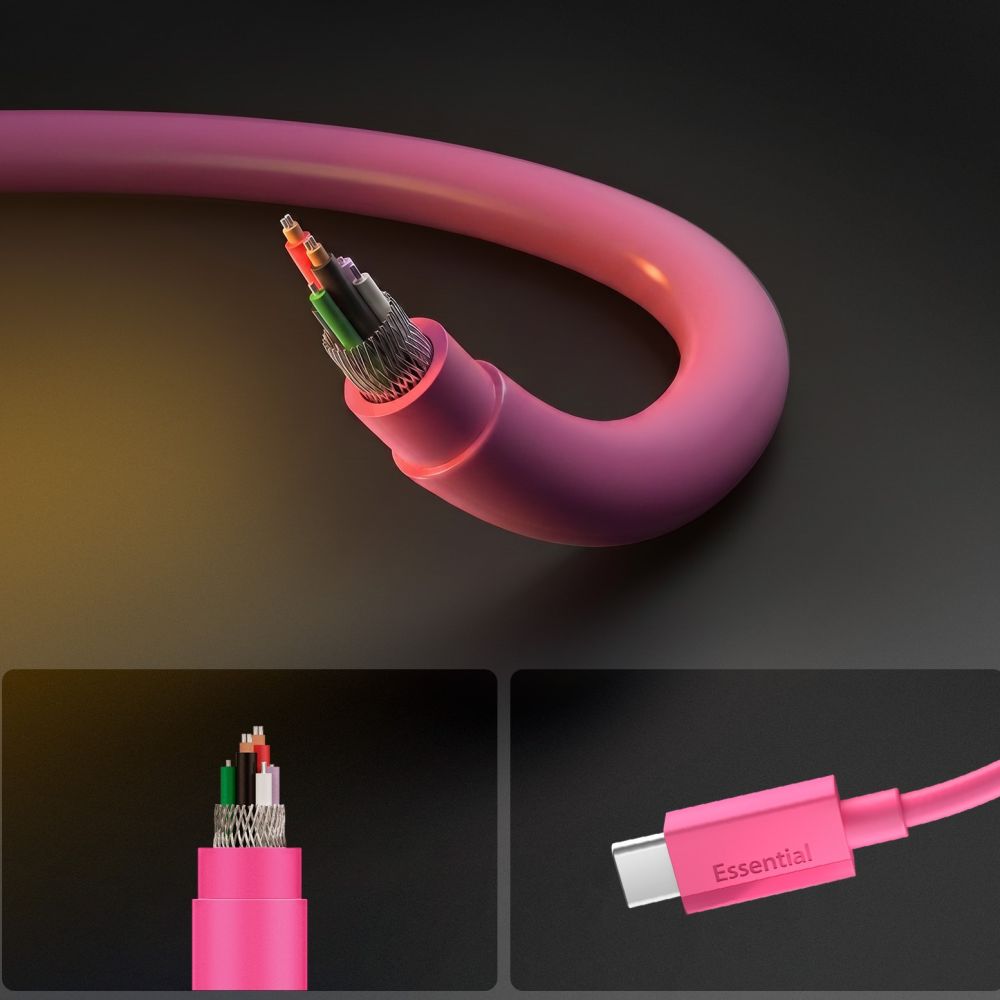 USB-C to USB-C Cable Spigen EB6010CC, 60W, 3A, 1m, Pink ACA10414 _4