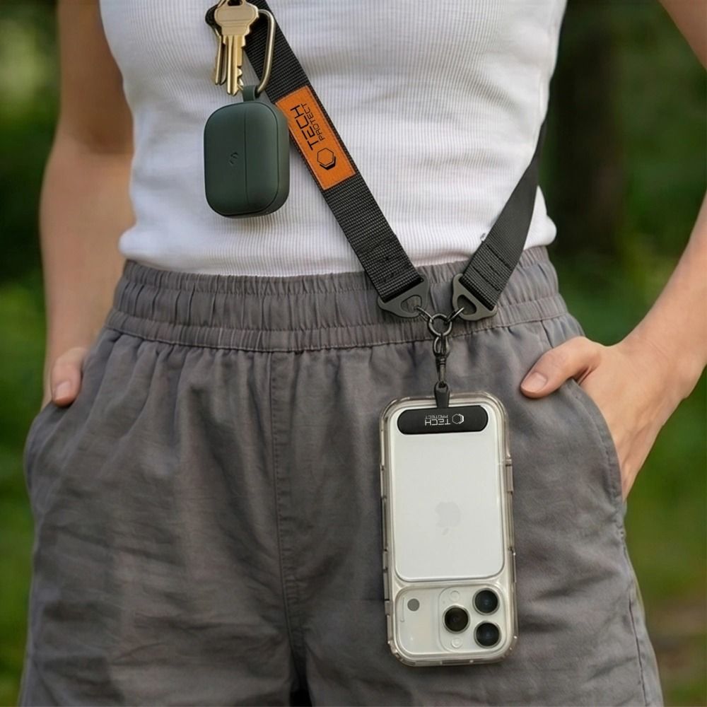 Tech-Protect C9S Rope Crossbody Phone Lanyard - Black and Orange_5