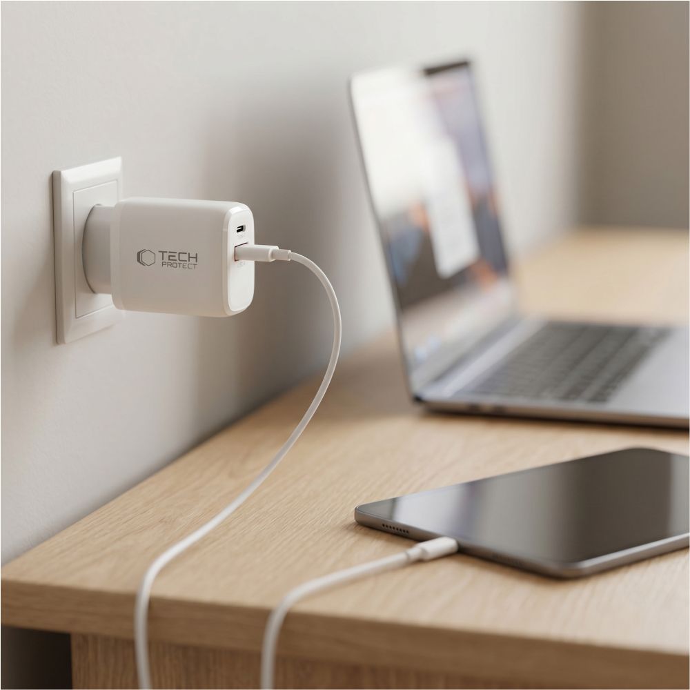 Tech-Protect NCA65W-GAN 2-Port PD 65W / QC3.0 2-Port Wall Charger - White_4