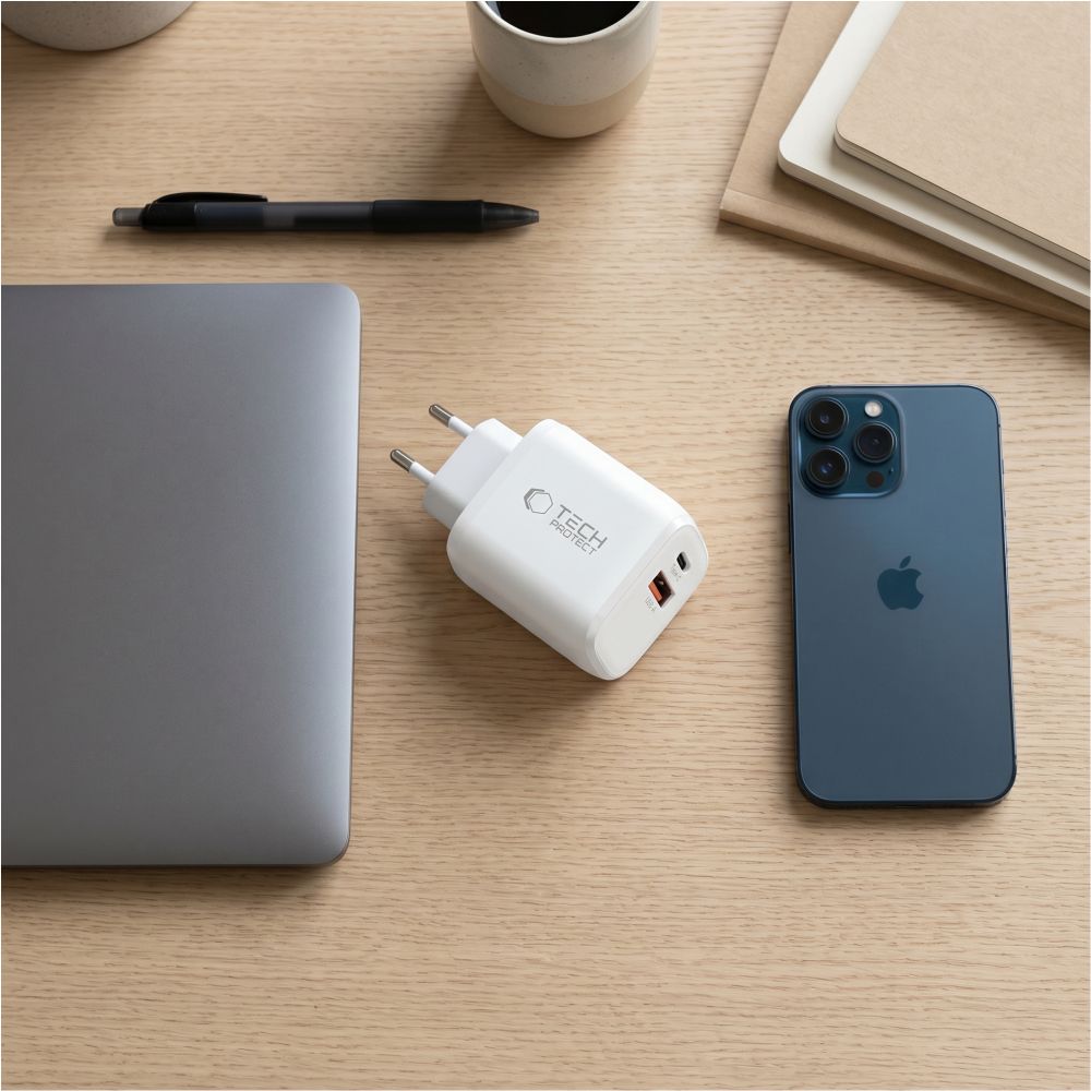 Tech-Protect NCA65W-GAN 2-Port PD 65W / QC3.0 2-Port Wall Charger - White_5