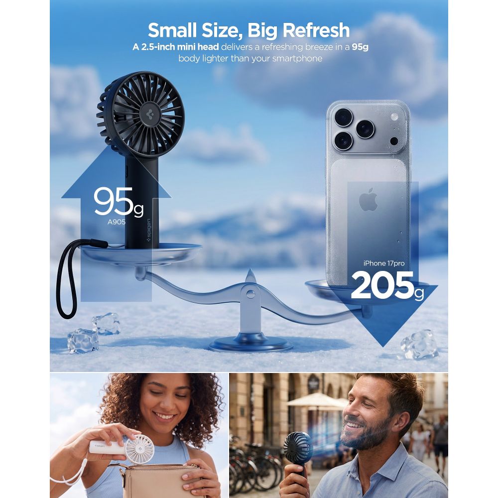Spigen A905 Mini Portable Handheld Fan - Black_2