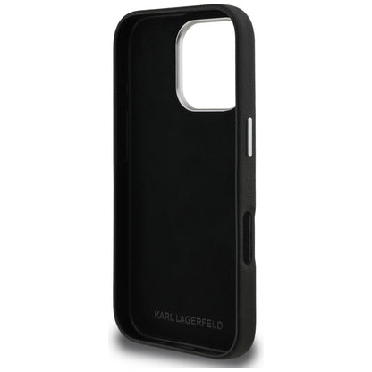 Karl Lagerfeld FW Grained Karl &amp; Choupette Heads Pins Case for iPhone 16 Pro - Black_6