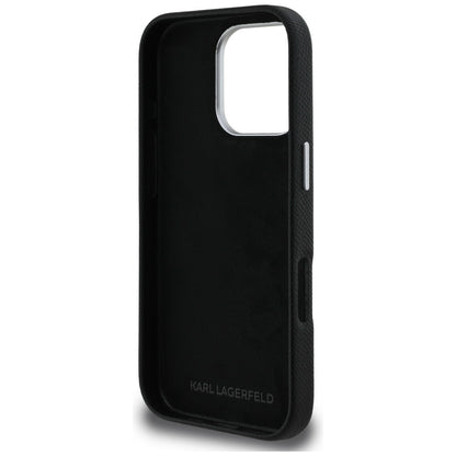 Karl Lagerfeld FW Grained Signature Logo Case for iPhone 16 Pro Max - Black_6