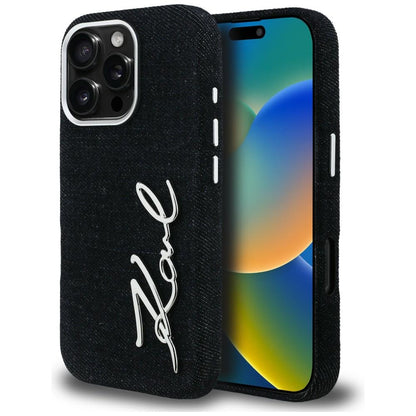 Karl Lagerfeld FW Jeans Signature Logo iPhone 16 Pro Case - Black_0