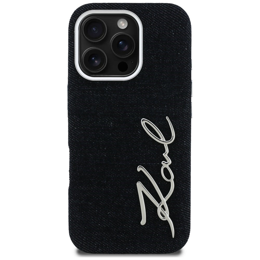 Karl Lagerfeld FW Jeans Signature Logo iPhone 16 Pro Max Case - Black_2