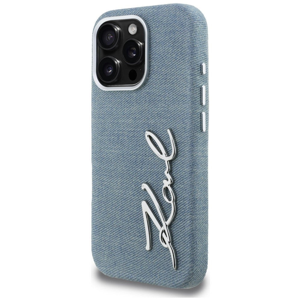 Karl Lagerfeld FW Jeans Signature Logo iPhone 16 Pro Case - Blue_1