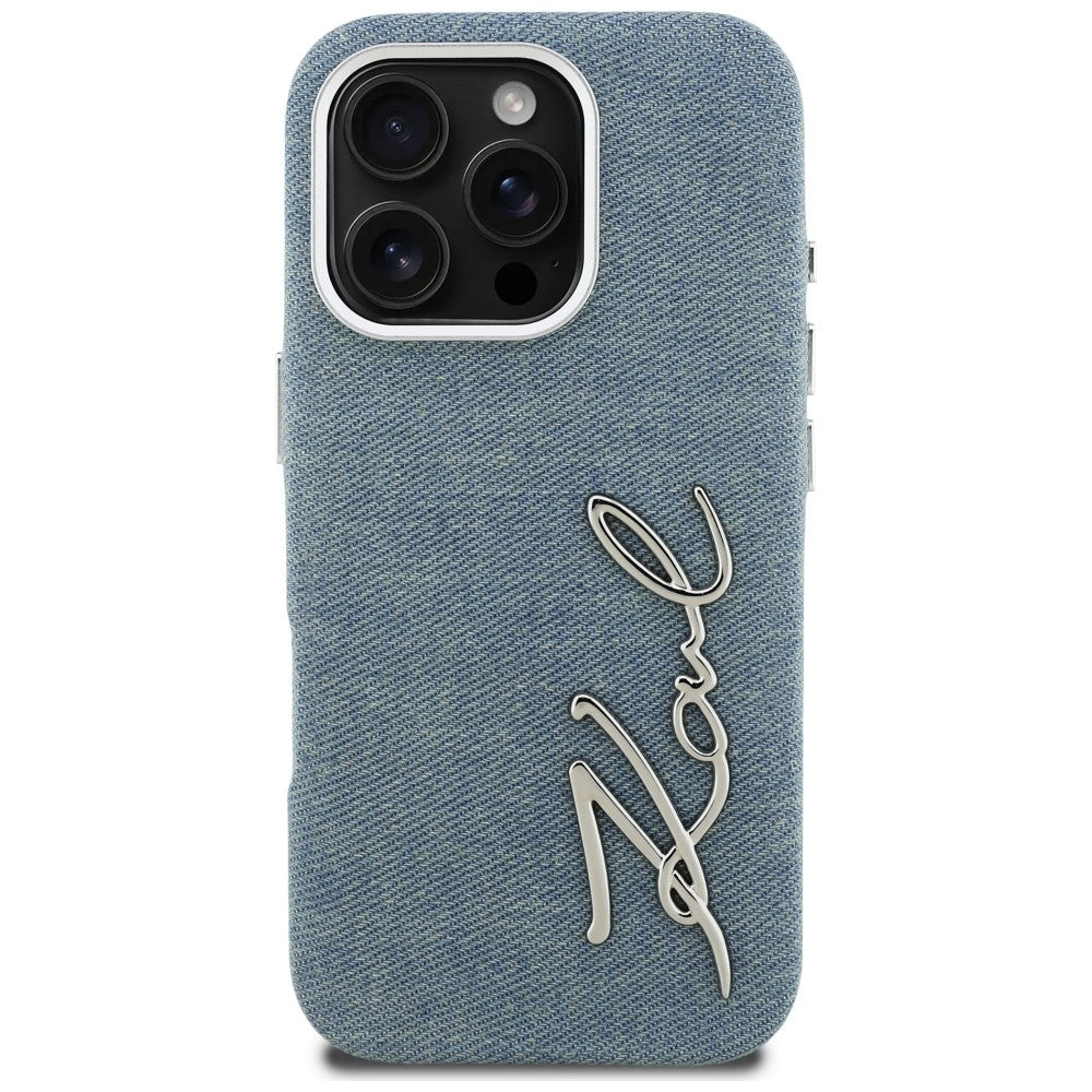 Karl Lagerfeld FW Jeans Signature Logo iPhone 16 Pro Case - Blue_2
