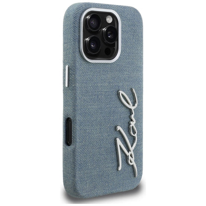 Karl Lagerfeld FW Jeans Signature Logo iPhone 16 Pro Case - Blue_3