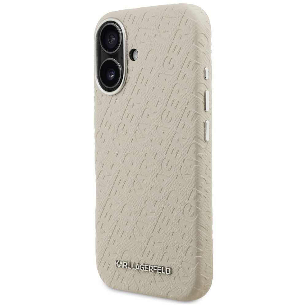 Karl Lagerfeld FW Stamped Karl MagSafe iPhone 16 Case - Beige_1