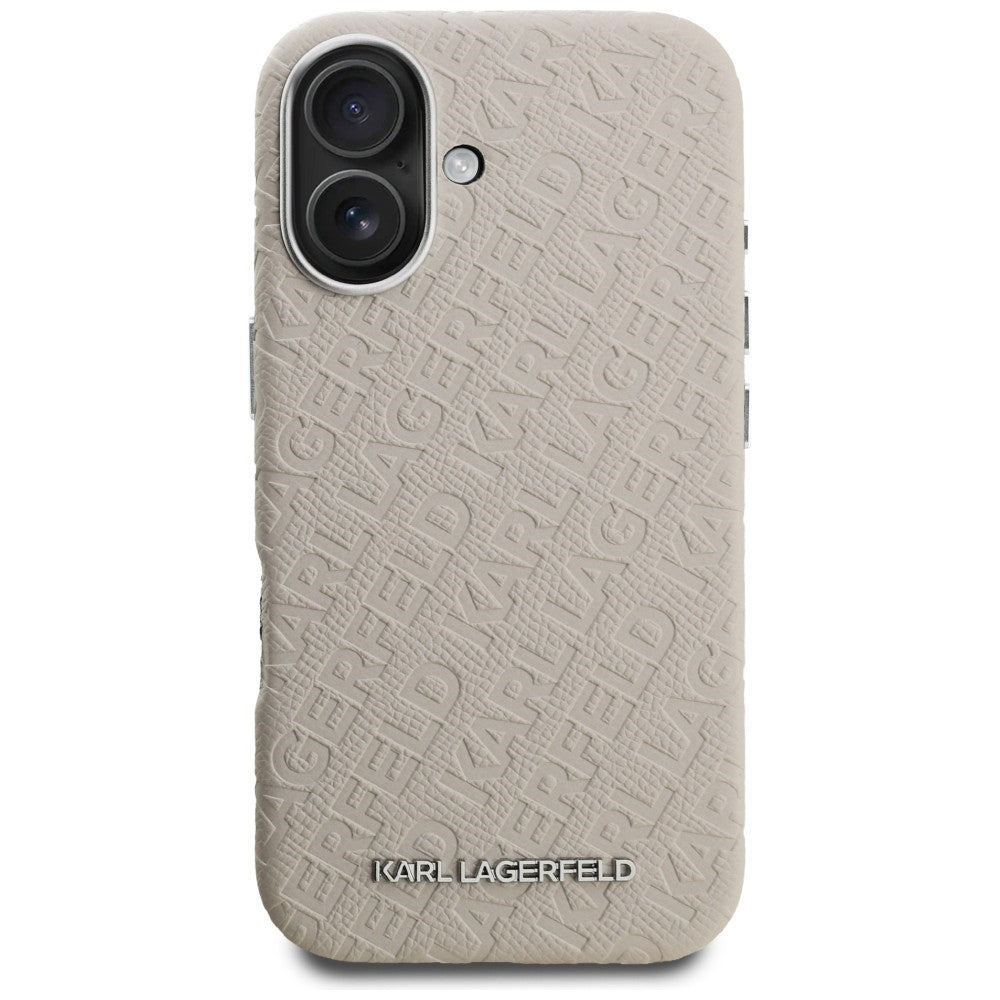 Karl Lagerfeld FW Stamped Karl MagSafe iPhone 16 Case - Beige_2