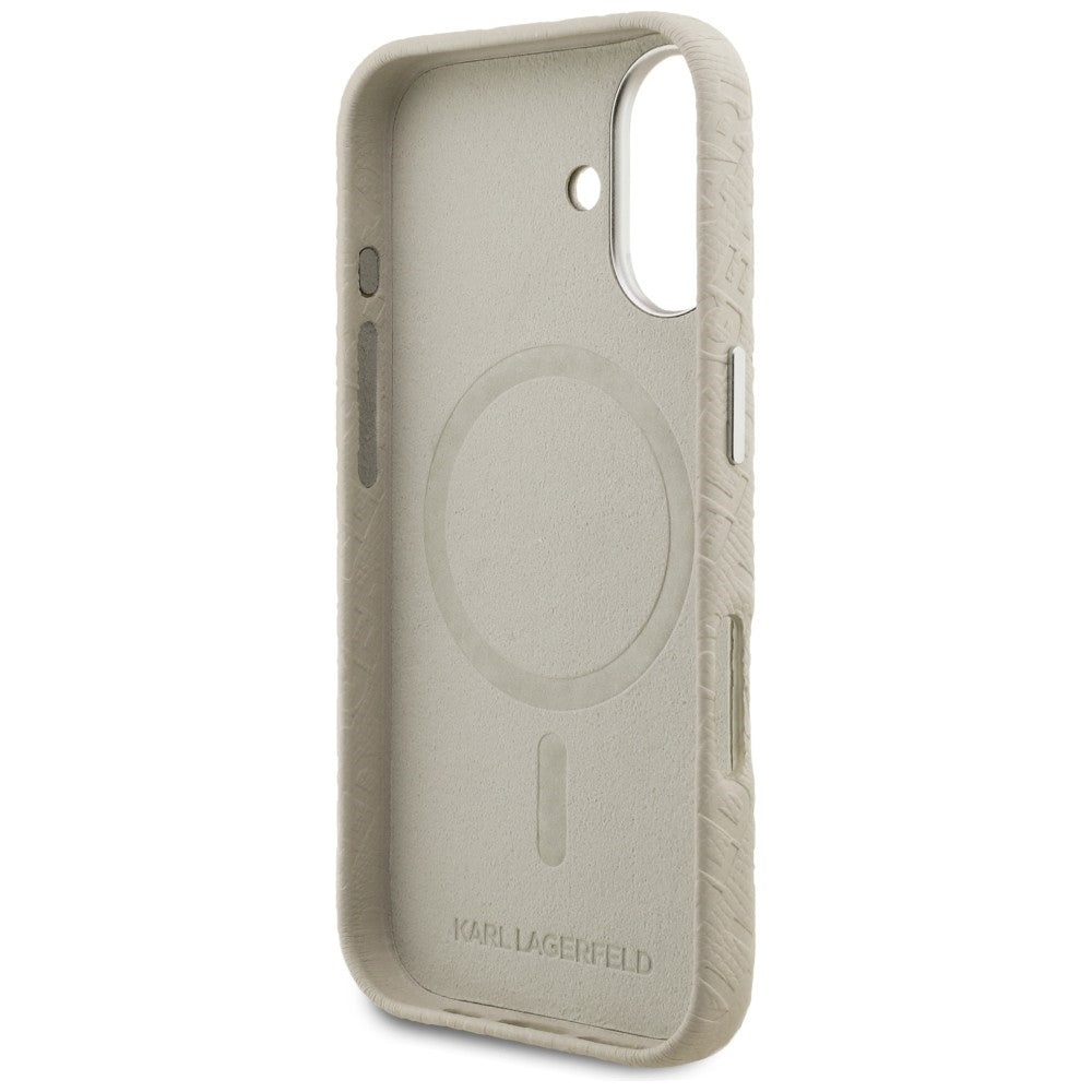 Karl Lagerfeld FW Stamped Karl MagSafe iPhone 16 Case - Beige_6