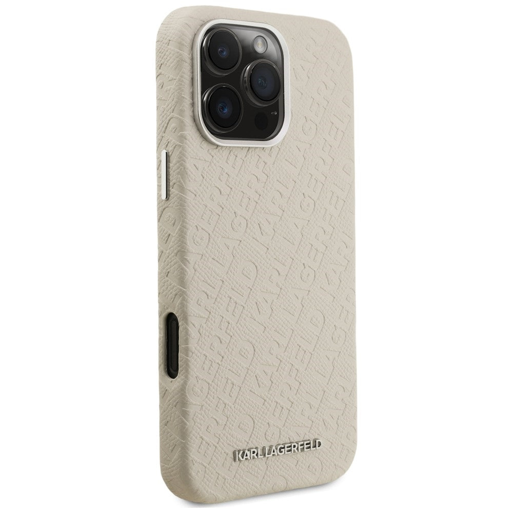 Karl Lagerfeld FW Stamped Karl MagSafe Case for iPhone 16 Pro - Beige_3