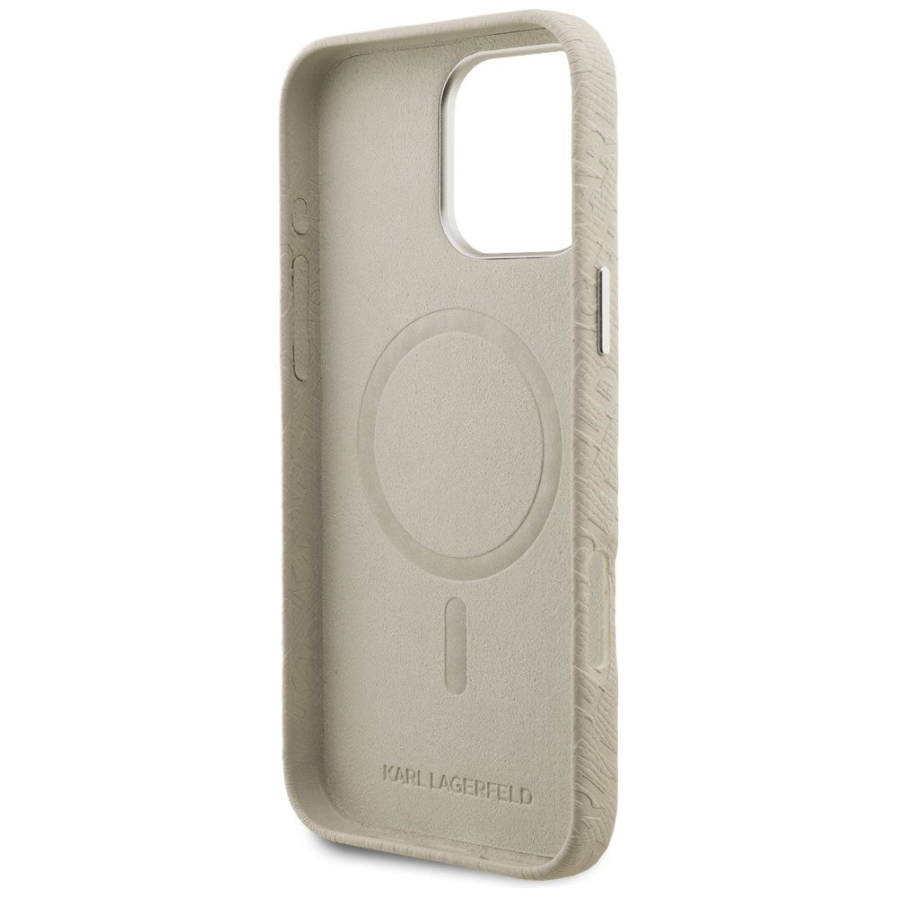 Karl Lagerfeld FW Stamped Karl MagSafe Case for iPhone 16 Pro - Beige_6
