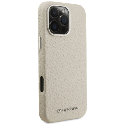 Karl Lagerfeld FW Stamped Karl MagSafe Case for iPhone 16 Pro Max - Beige_3
