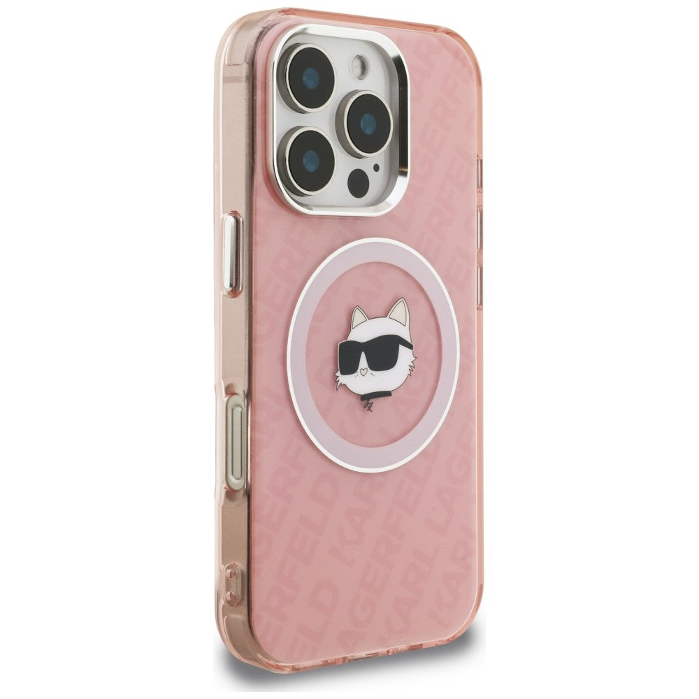 Karl Lagerfeld IML Choupette Head Logo MagSafe Case for iPhone 16 Pro - Pink_3