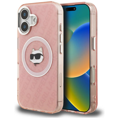 Karl Lagerfeld IML Choupette Head Logo MagSafe iPhone 16 Case - Pink_0