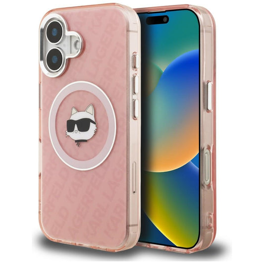 Karl Lagerfeld IML Choupette Head Logo MagSafe iPhone 16 Case - Pink_0