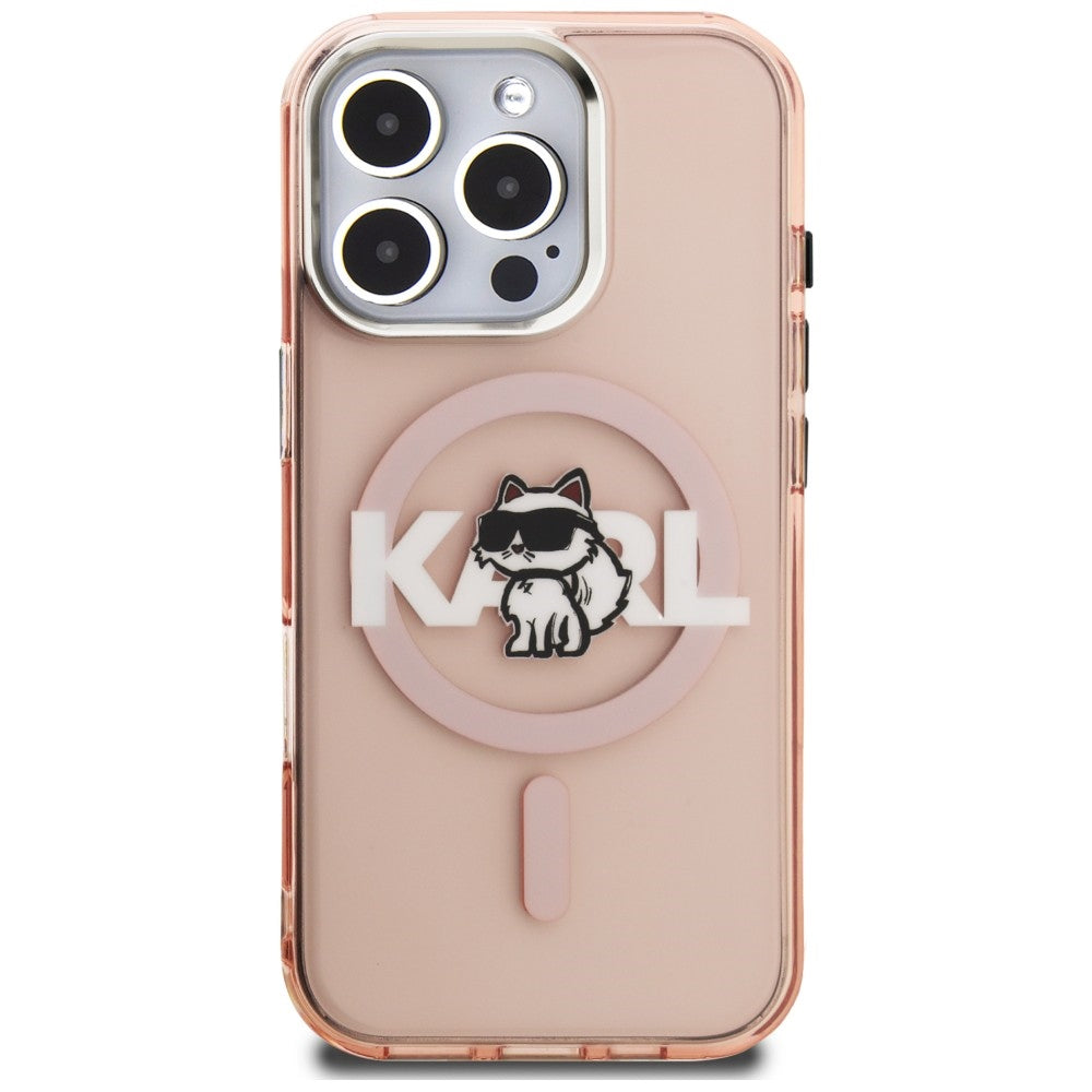 Karl Lagerfeld IML Choupette Sketch Logo MagSafe Case for iPhone 16 Pro Max - Pink_2