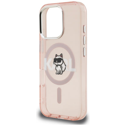 Karl Lagerfeld IML Choupette Sketch Logo MagSafe Case for iPhone 16 Pro Max - Pink_5