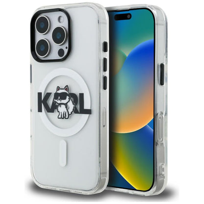 Karl Lagerfeld IML Choupette Sketch Logo MagSafe Case for iPhone 16 Pro - Clear_0