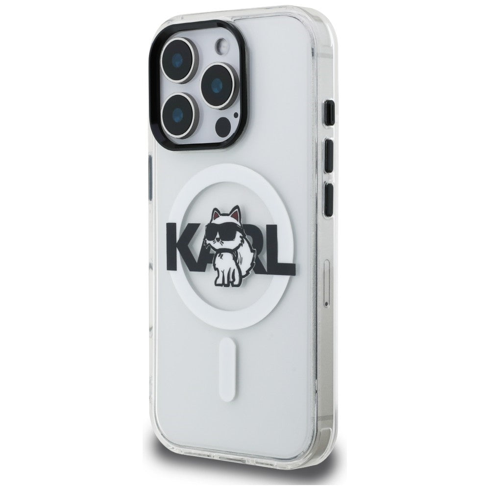 Karl Lagerfeld IML Choupette Sketch Logo MagSafe Case for iPhone 16 Pro - Clear_1