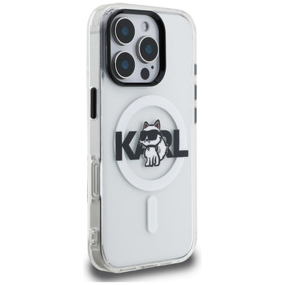 Karl Lagerfeld IML Choupette Sketch Logo MagSafe Case for iPhone 16 Pro - Clear_3
