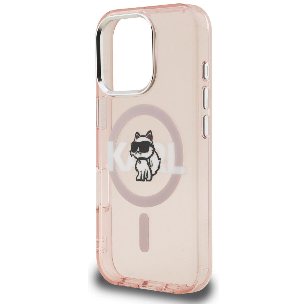 Karl Lagerfeld IML Choupette Sketch Logo MagSafe Case for iPhone 16 Pro - Pink_5
