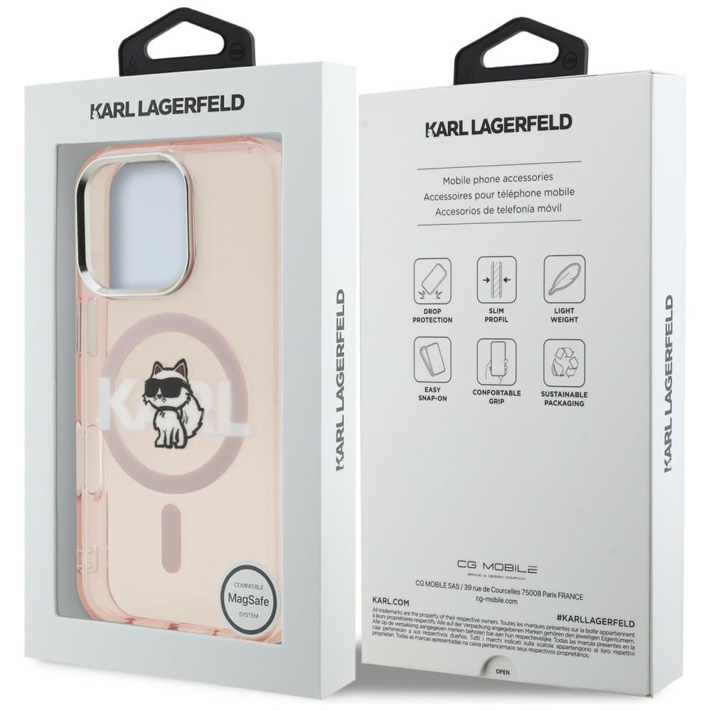 Karl Lagerfeld IML Choupette Sketch Logo MagSafe Case for iPhone 16 Pro - Pink_7