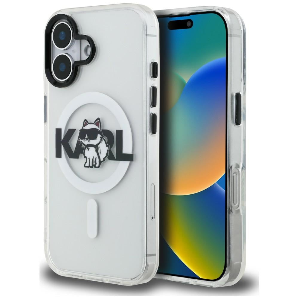 Karl Lagerfeld IML Choupette Sketch Logo MagSafe iPhone 16 Case - Clear_0