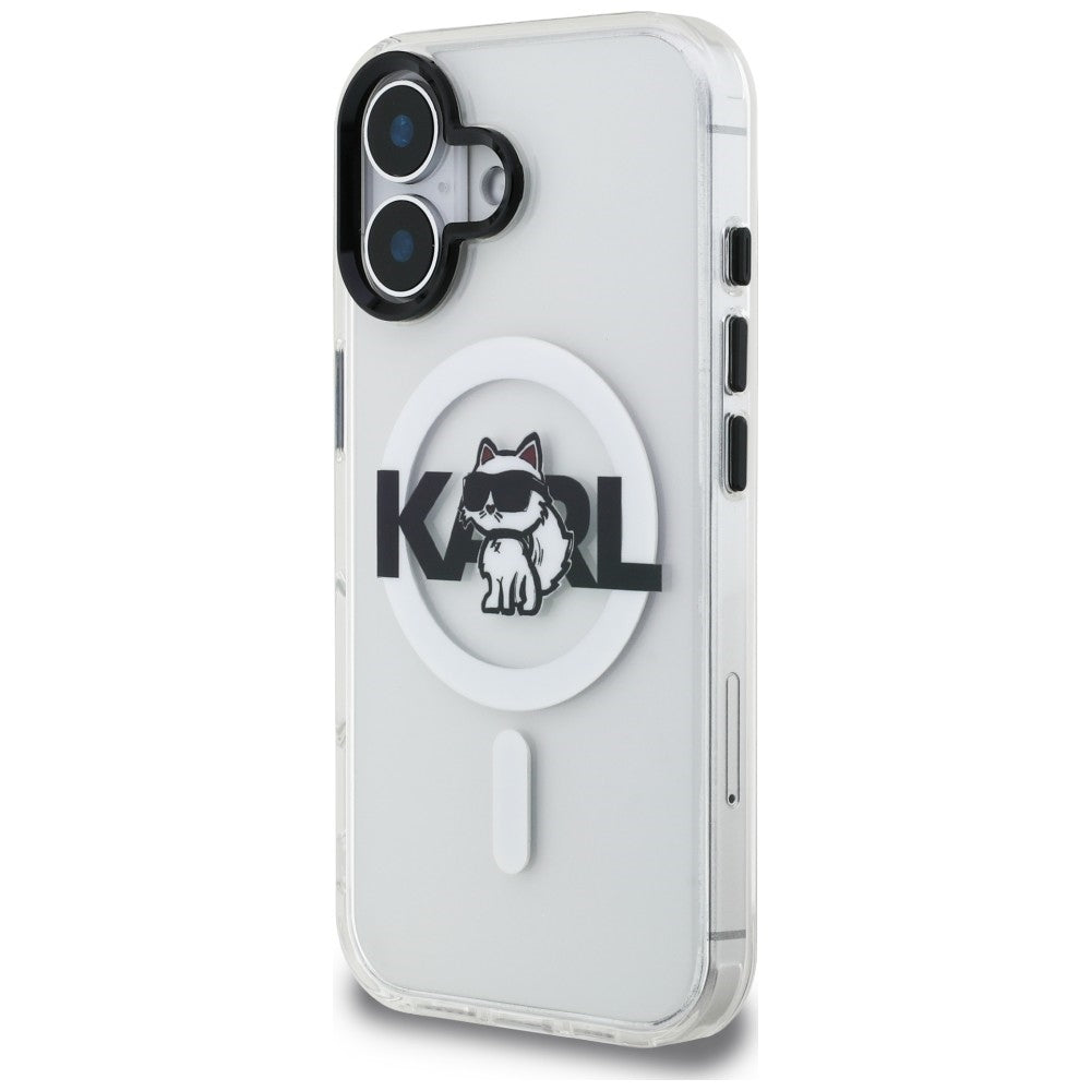 Karl Lagerfeld IML Choupette Sketch Logo MagSafe iPhone 16 Case - Clear_1