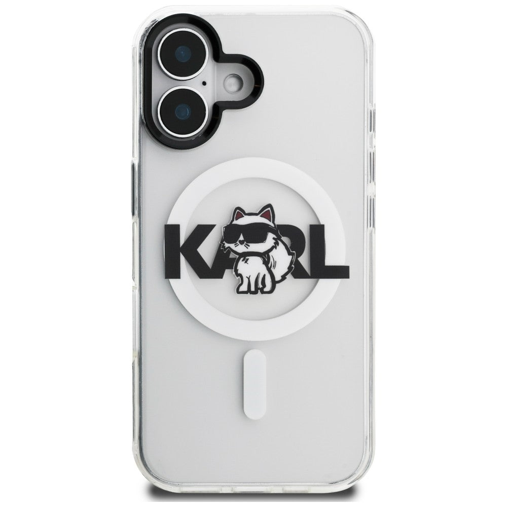 Karl Lagerfeld IML Choupette Sketch Logo MagSafe iPhone 16 Case - Clear_2