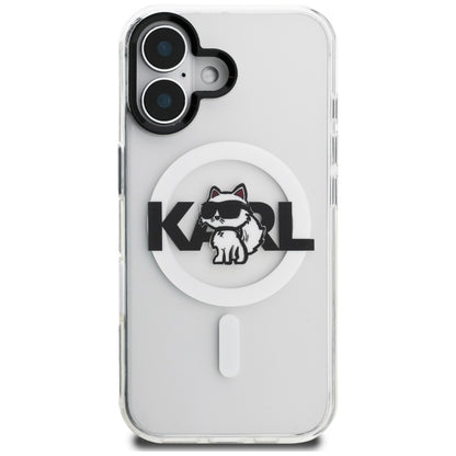 Karl Lagerfeld IML Choupette Sketch Logo MagSafe iPhone 16 Case - Clear_2