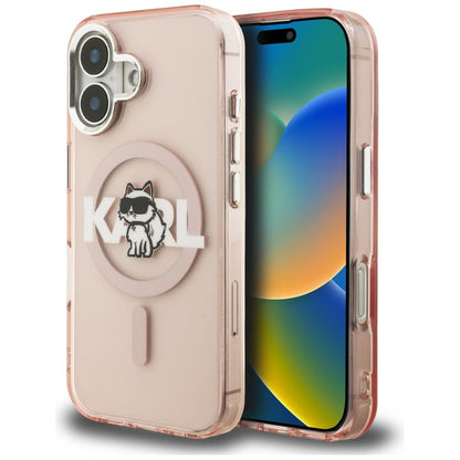 Karl Lagerfeld IML Choupette Sketch Logo MagSafe iPhone 16 Case - Pink_0