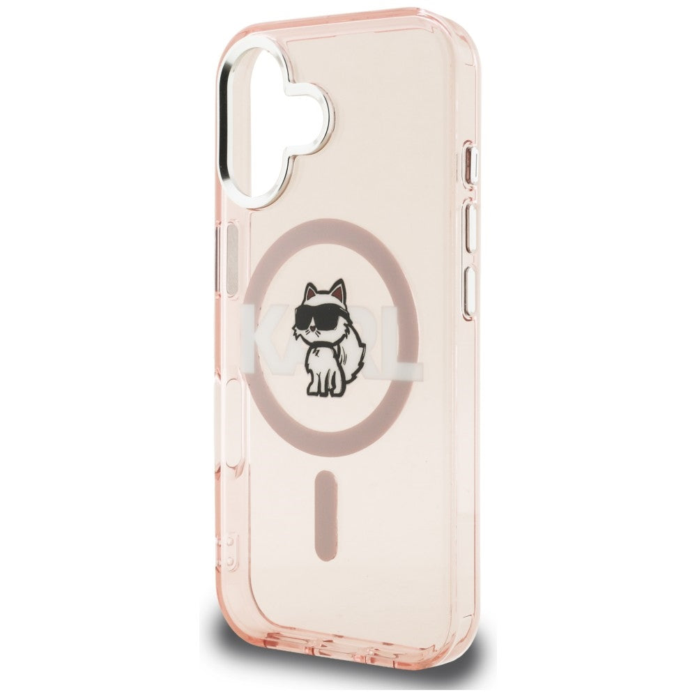 Karl Lagerfeld IML Choupette Sketch Logo MagSafe iPhone 16 Case - Pink_5