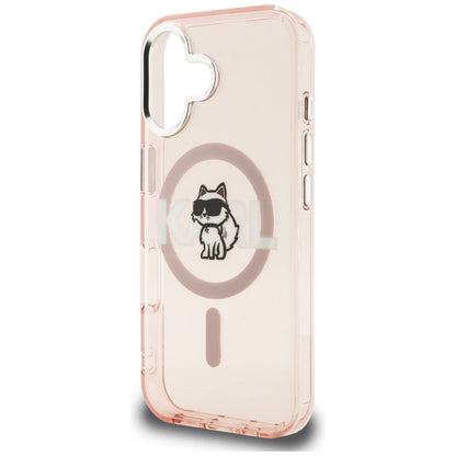 Karl Lagerfeld IML Choupette Sketch Logo MagSafe iPhone 16 Case - Pink_5