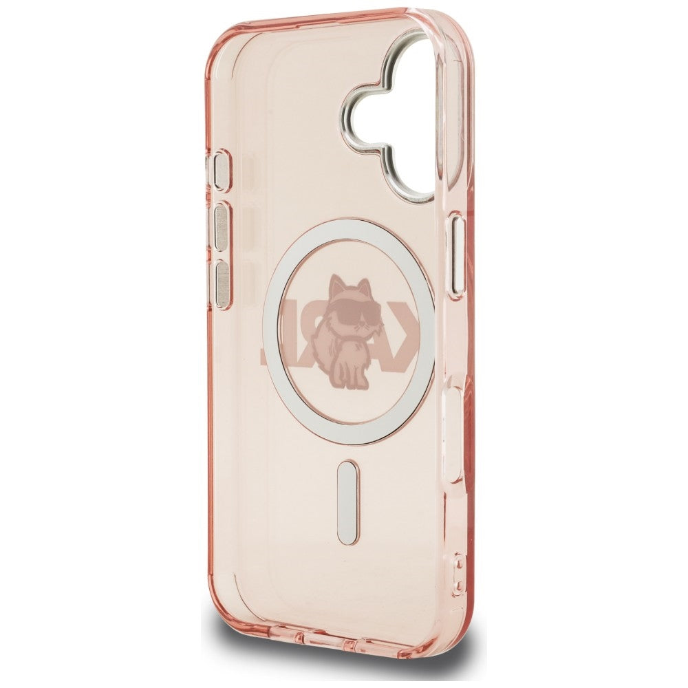 Karl Lagerfeld IML Choupette Sketch Logo MagSafe iPhone 16 Case - Pink_6