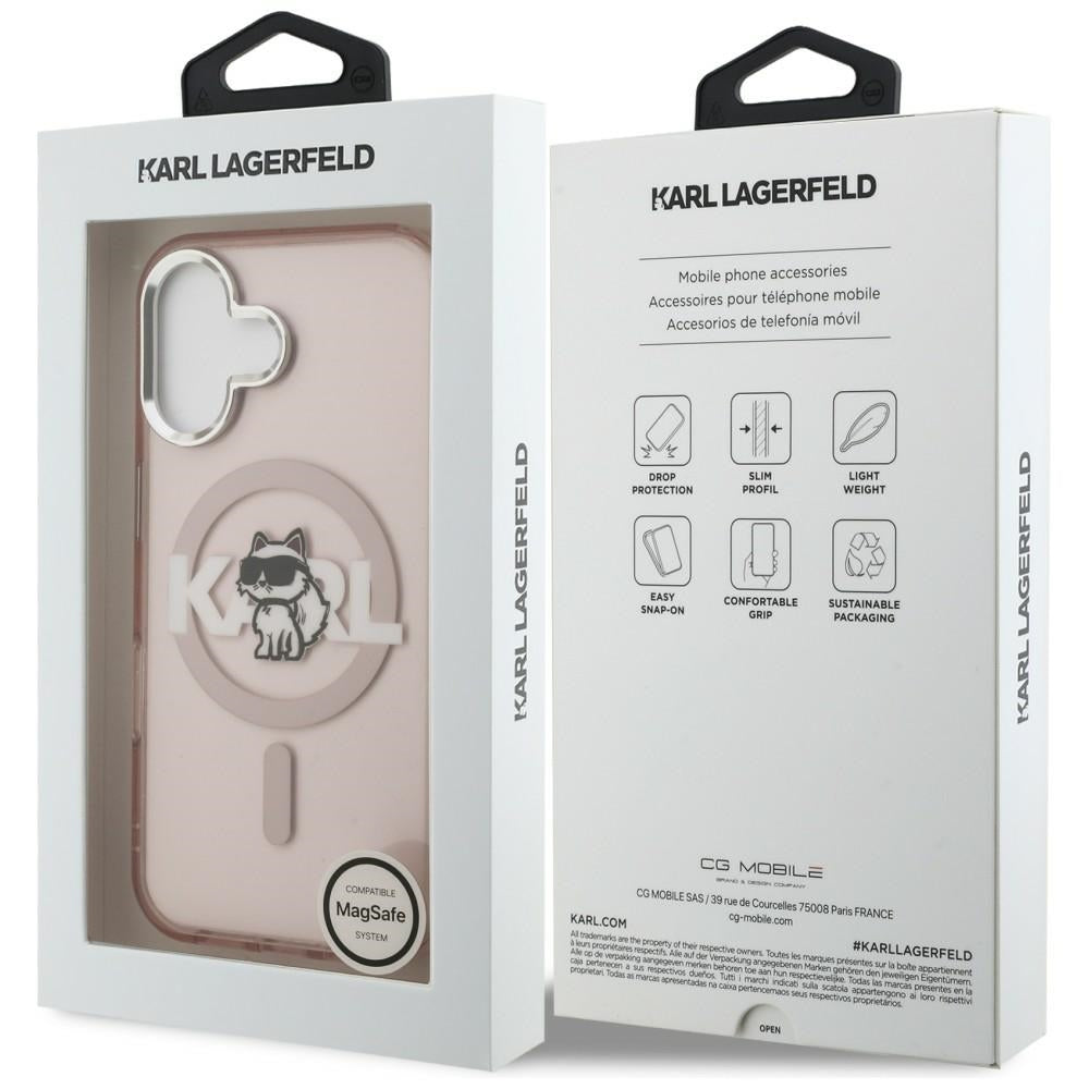 Karl Lagerfeld IML Choupette Sketch Logo MagSafe iPhone 16 Case - Pink_7