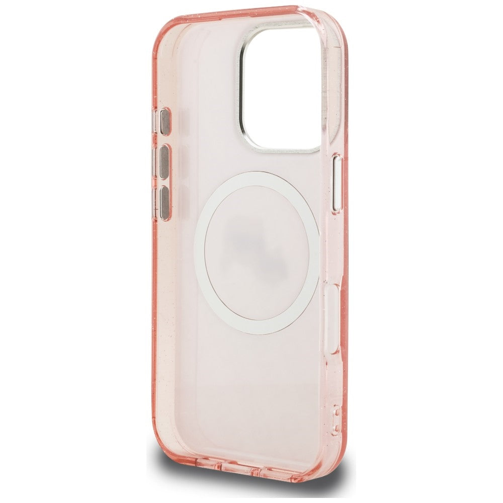Karl Lagerfeld IML Glitter Karl &amp; Choupette Heads Logo MagSafe Case for iPhone 16 Pro - Pink_6