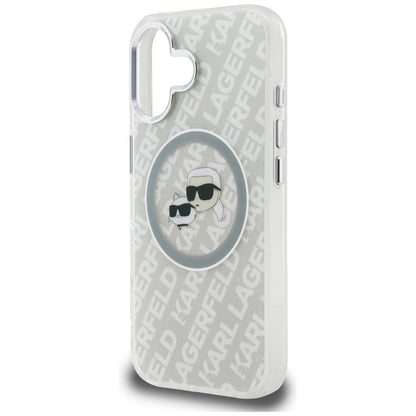 Karl Lagerfeld IML Glitter Karl &amp; Choupette Heads Logo MagSafe iPhone 16 Case - Gray_5