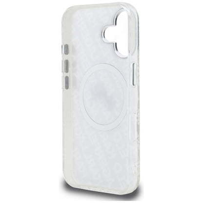Karl Lagerfeld IML Glitter Karl &amp; Choupette Heads Logo MagSafe iPhone 16 Case - Gray_6