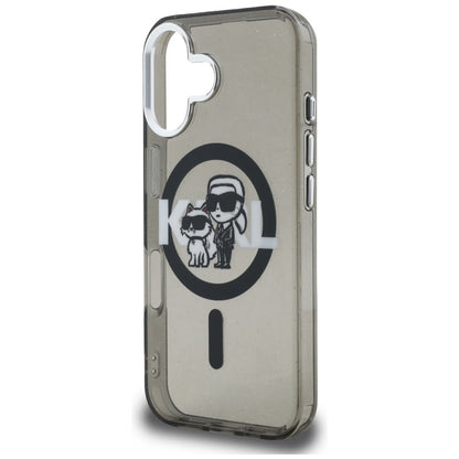 Karl Lagerfeld IML Glitter Karl &amp; Choupette Sketch Logo MagSafe Case for iPhone 16 - Black_5