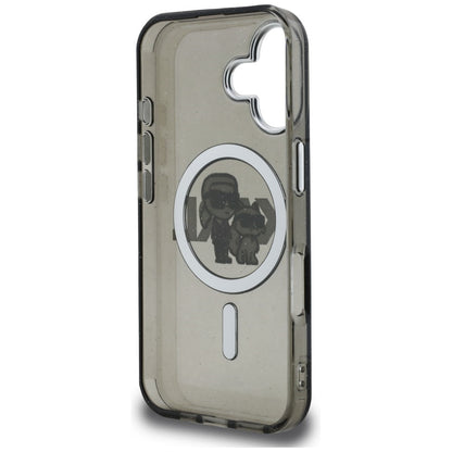 Karl Lagerfeld IML Glitter Karl &amp; Choupette Sketch Logo MagSafe Case for iPhone 16 - Black_6