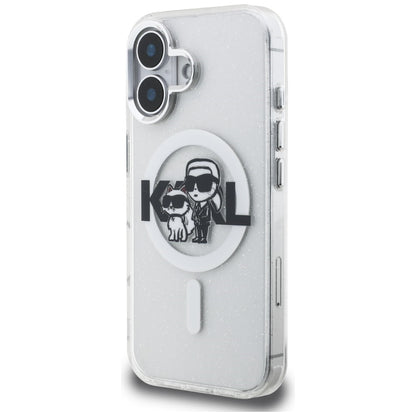 Karl Lagerfeld IML Glitter Karl &amp; Choupette Sketch Logo MagSafe Case for iPhone 16 - Transparent_1